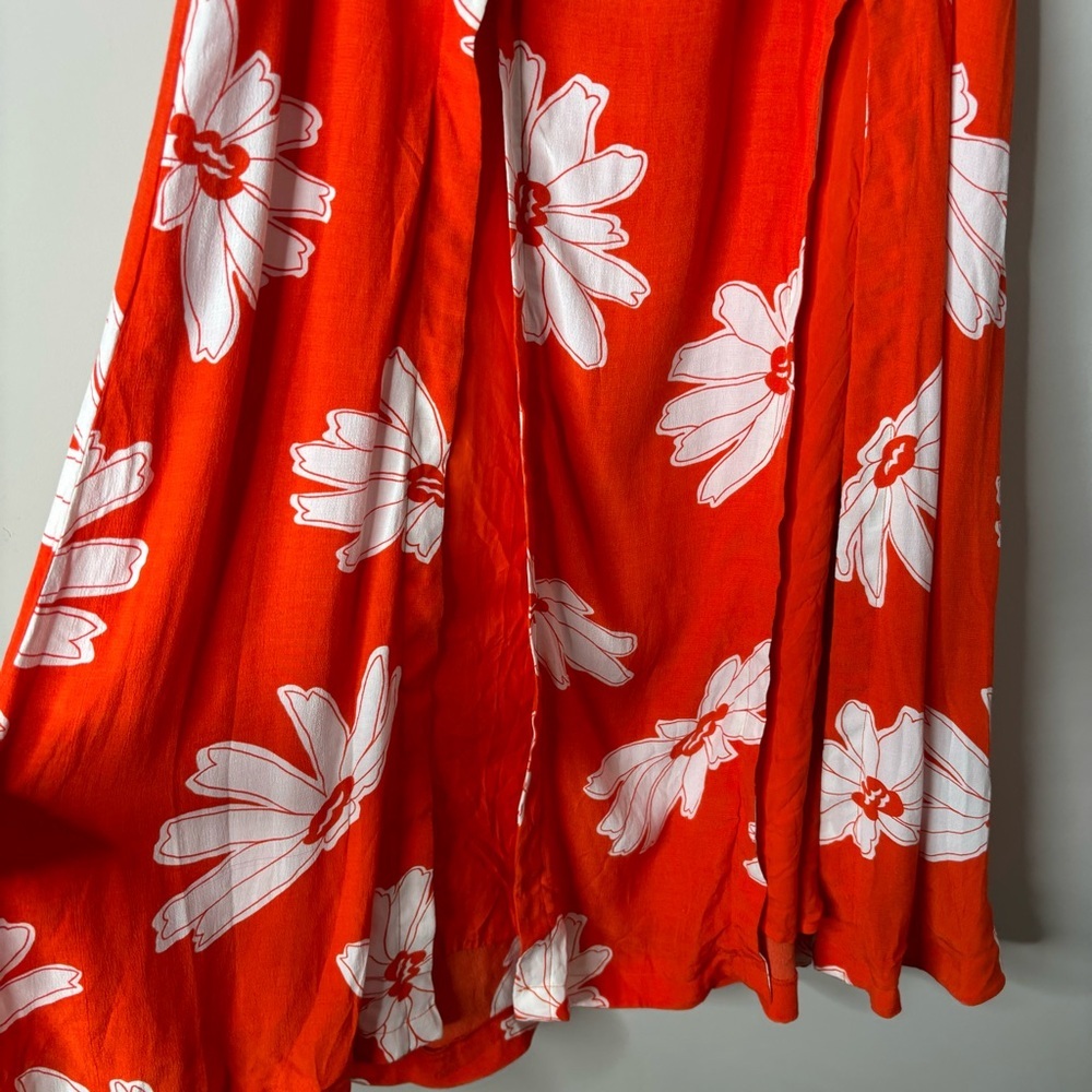 Anthropologie Maeve Orange Floral Midi Skirt - Picture 6 of 7